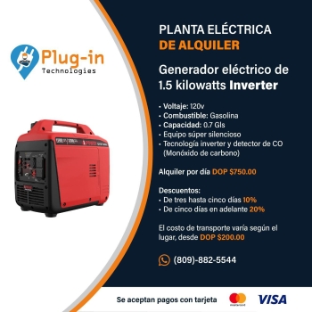 Alquiler de plantas eléctricas silenciosas y portatiles desde 750 por
