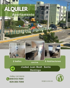 alquilo apartamento amueblado ciudad juan bosch santo domingo este