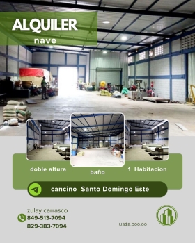 Nave industrial en alquiler – cancino santo domingo este