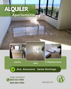 Alquilo amplio apartamento con línea blanca en la avenida anacaona