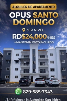 Apartamento en alquiler en opus santo domingo este – rd24000