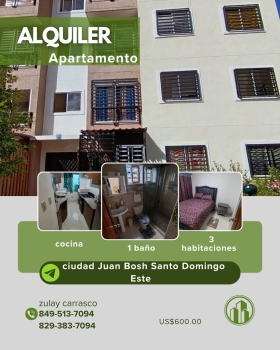 Alquilo apartamento amueblado – ciudad juan bosch santo domingo este