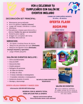 Ven a celebrar tu cumpleanos con salon de eventos incluido