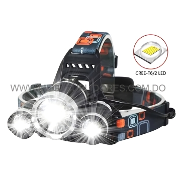  lampara cabeza linterna minera 3 focos – recargable  luz de pesca fr