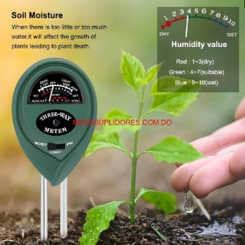  medidor de suelo 3 en 1 – ph - humedad y luz – tester para jardín