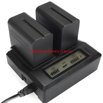  cargador dual digital dc-lcd para baterías sony np-f970 /fm50/qm91d