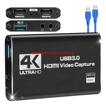  capturadora de video 4k usb 3.0 – streaming y grabación - microfono