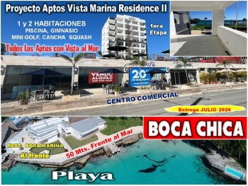 Proyecto exclusivo de aptos en boca chica todos con vista al mar a 50