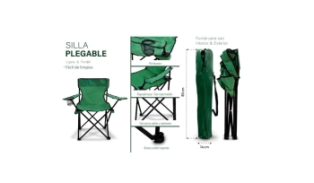 Silla portatil plegable presidente playa camping exterior portavasos