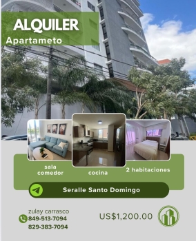 Apartamento amueblado en alquiler  serralle – us1200.00