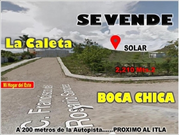 Excelente solar de 22110 mts.2 próximo al itla en la caleta de oportun