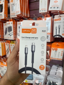 Cable tipo c a lightning de 30w trenzado 2m