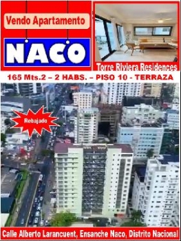 Vendo apto de lujo en torre riviera residences de naco  2 habs. 165 mt
