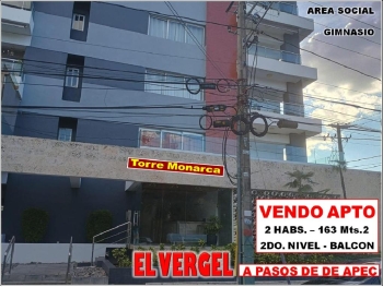 Vendo apto 2 habs. en torre monarca ens. el vergel 163 mts.2 2do piso