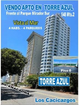 Se vendo exclusivo  apto en torre azul frente parque mirador sur 548 m