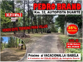 Vendo 30813 mts.2 en km. 32 aut. duarte gran rebaja prox. vacional la