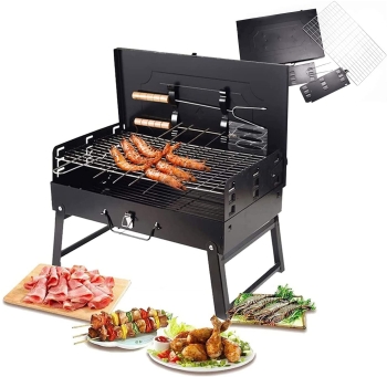 Parrilla bbq portátil con accesorios – ideal para camping y patio