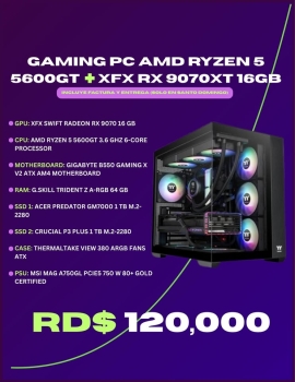 Thermaltake xfx 9070 gpu 16gb amd ryzen 5 5600gt g.skill 64gb ram 2tb