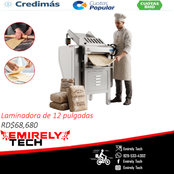 Laminadora rodillo de masa harina de 12 pulgadas
