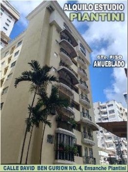 Alquilo apto estudio amueblado  57 mts.2 6to piso ensanche piantini to