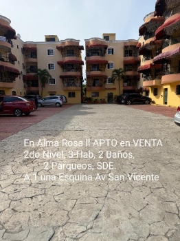 En alma rosa ll apto en venta en 2do nivel 3-hab 2-b 2 parq a 1 una es