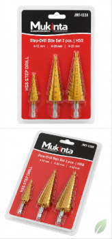 Set de brocas escalonadas hss 3 piezas mukinta