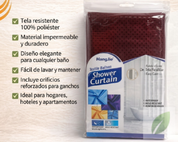 Cortina para baño unicolor rojo vino impermeable