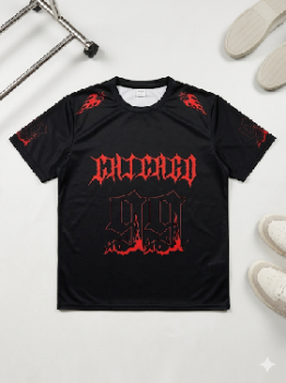T-shirt chicago 99 black  red – estilo y2k / gothic drip