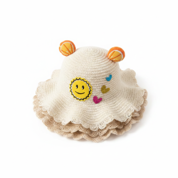 Sombrero de crochet con sol 1 10 10c 10cm f cre crem crema
