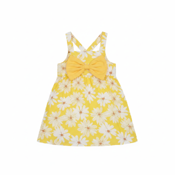 Vestido infantil amarillo con flores y lazo 12