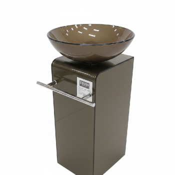 Lavabo de cristal marrón con pedestal 42 cm