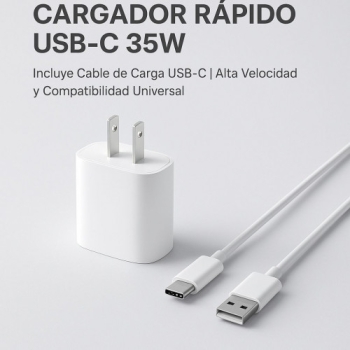 Cargador rápido usb-c 35w con cable incluido