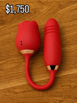 Flor 2 en 1 succión y dildo con movimiento de empuje ambos con varios