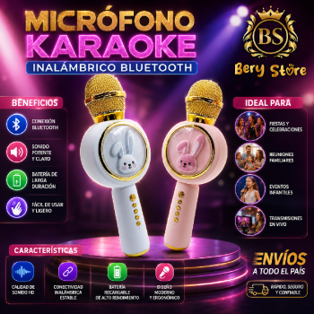 MicrÓfono karaoke inalÁmbrico bluetooth  micrÓfono karaoke portÁtil re