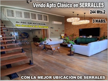 Vendo amplio apartamento  en el ensanche serrallés 244 mts.2 3 habs. 4