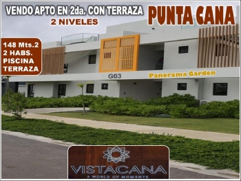 Vendo apto en vista cana  2 niveles 2do. y 3ero. 2 habs. 148 mts.2 de