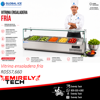 Ensaladera exhibidora de 5 bandejas vitrina fria barra ensaladera de 5
