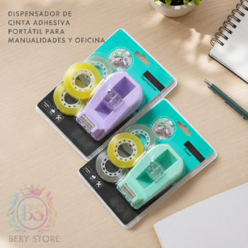Dispensador de cinta adhesiva portátil para manualidades y oficina con