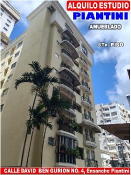 Alquilo apto estudio amueblado  57 mts.2 6to piso ensanche piantini to