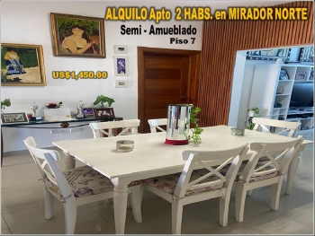 Alquilo apto  semi-amueblado en mirador norte 3 habs. 167 mts.2 piso 7