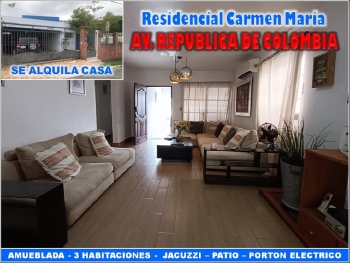 Alquilo casa amueblada en la republica de colombia 3 habs. 291 mts.2 p
