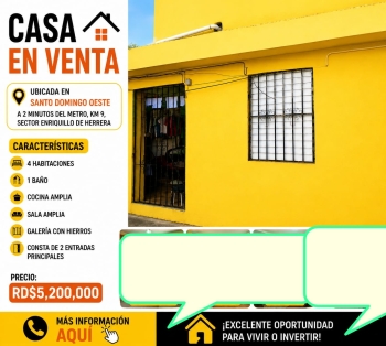 Vendo una casa de 4 habitaciones