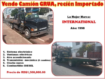 Vendo camión grua marca international del 98 recién importado