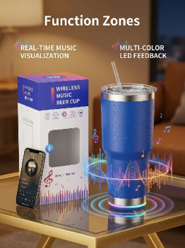 Vaso térmico 2 en 1 con bocina bluetooth qy-01