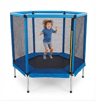 Trampolín hexagonal para niños con barras acolchadas
