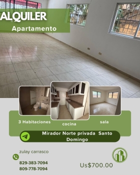 Apartamento en alquiler – mirador norte próximo a la privada av. 27 de