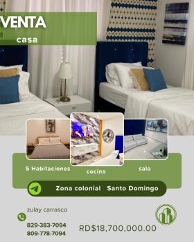Preciosa casa amueblada en la zona colonial