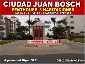 Vendo penthouse  con terraza en  ciudad juan bosch 3 habs. 140 mts.2 r