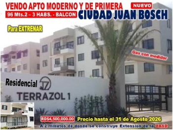 Vendo apto moderno y de primera en ciudad juan bosch  precio de oferta