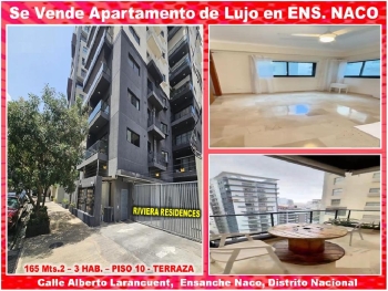 Vendo apto de lujo en riviera residences de naco  2 habs. 165 mts.2 pi